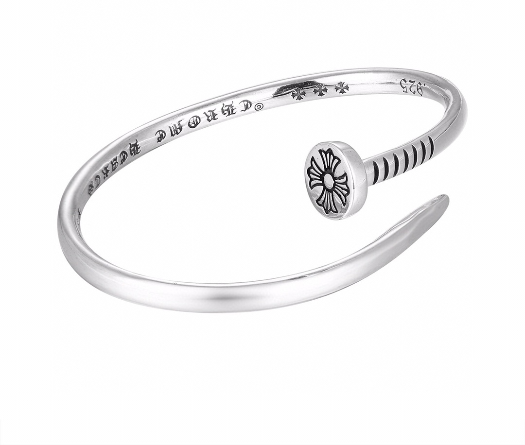 Chrome heart open bracelet bangle