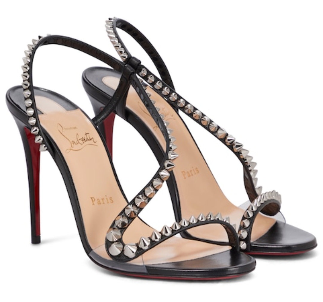 CHRISTIAN LOUBOUTIN Black Rosalie Spikes 100 Heeled Sandals shoe