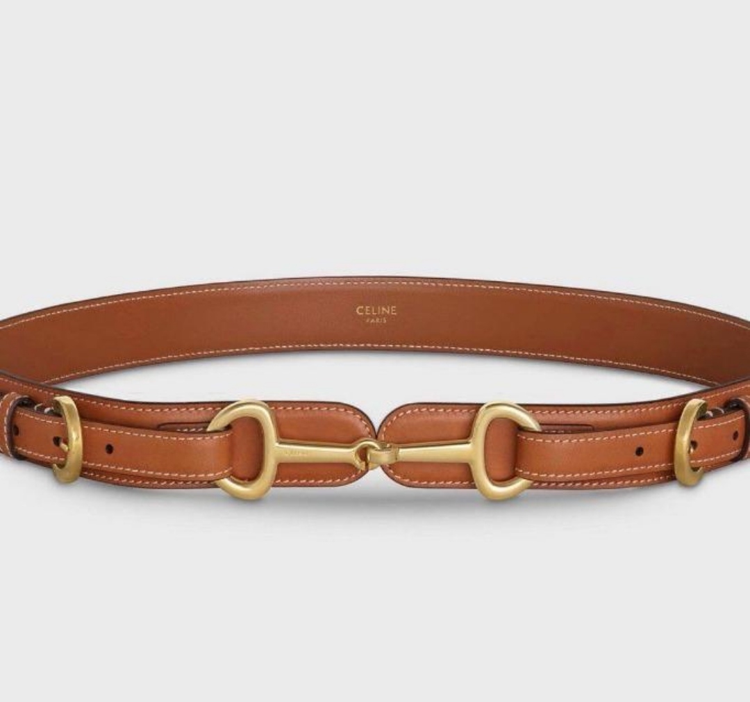 Celine Crecy Horsebit Leather Belt