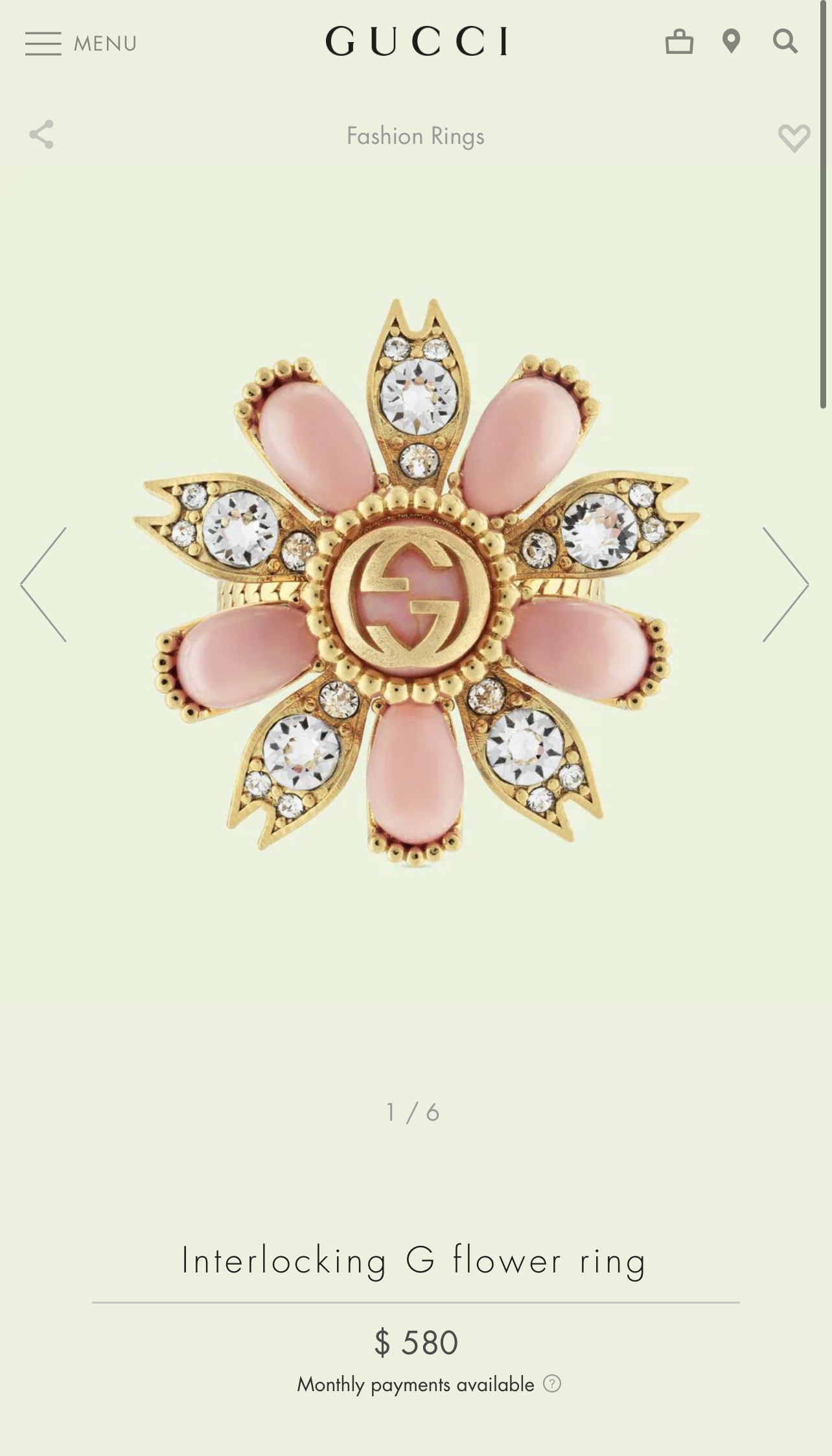 Gucci Interlocking G flower ring