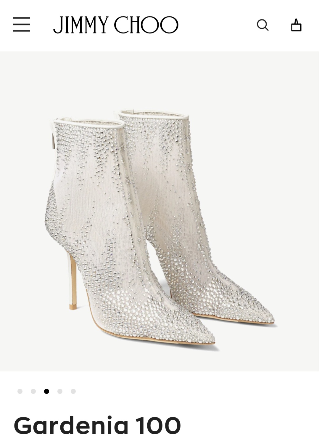 Jimmy Choo Gardenia 100 angkle boots ballerina White mesh pointed degrade crystals heels