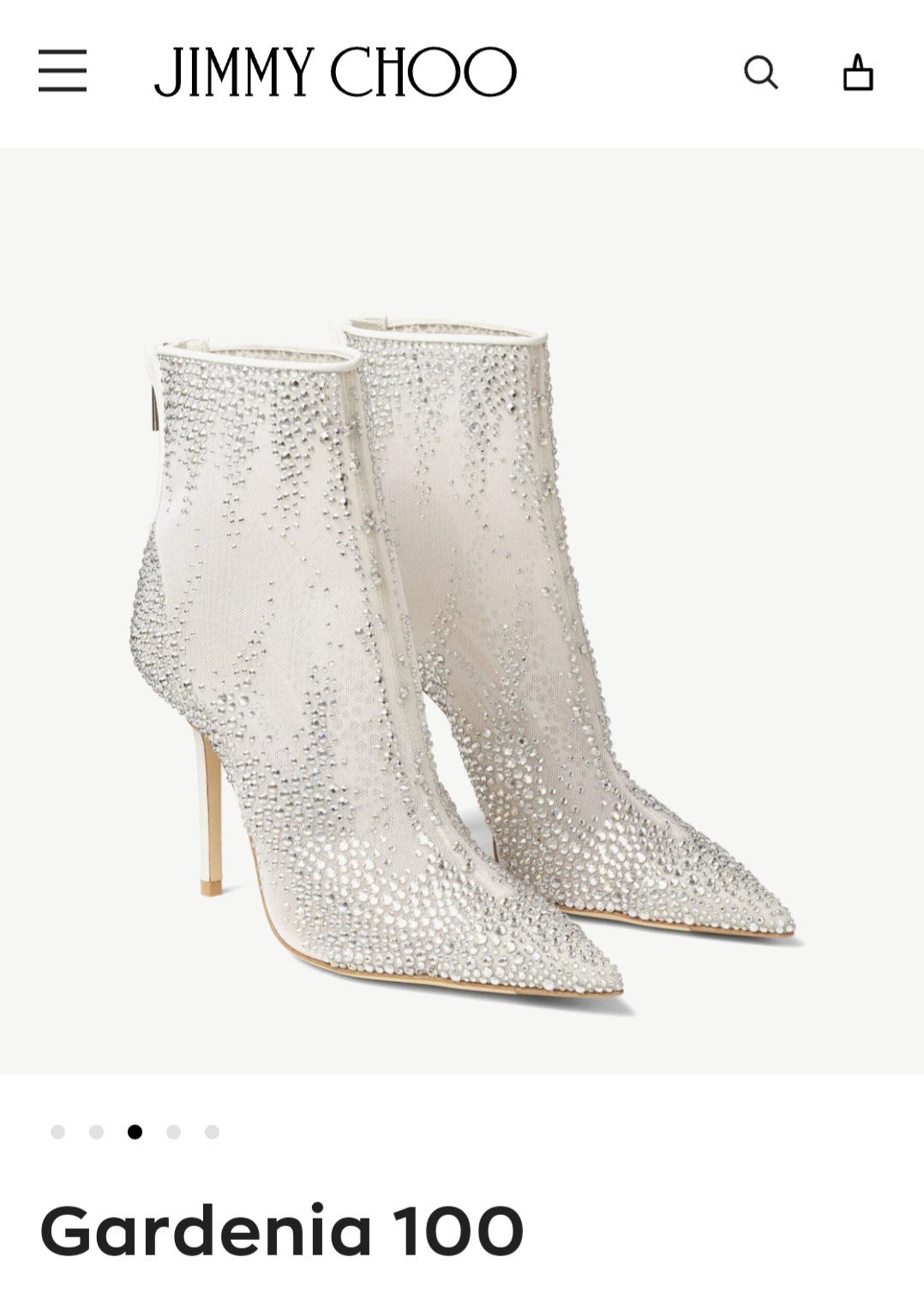 Jimmy Choo Gardenia 100 angkle boots ballerina White mesh pointed degrade crystals heels
