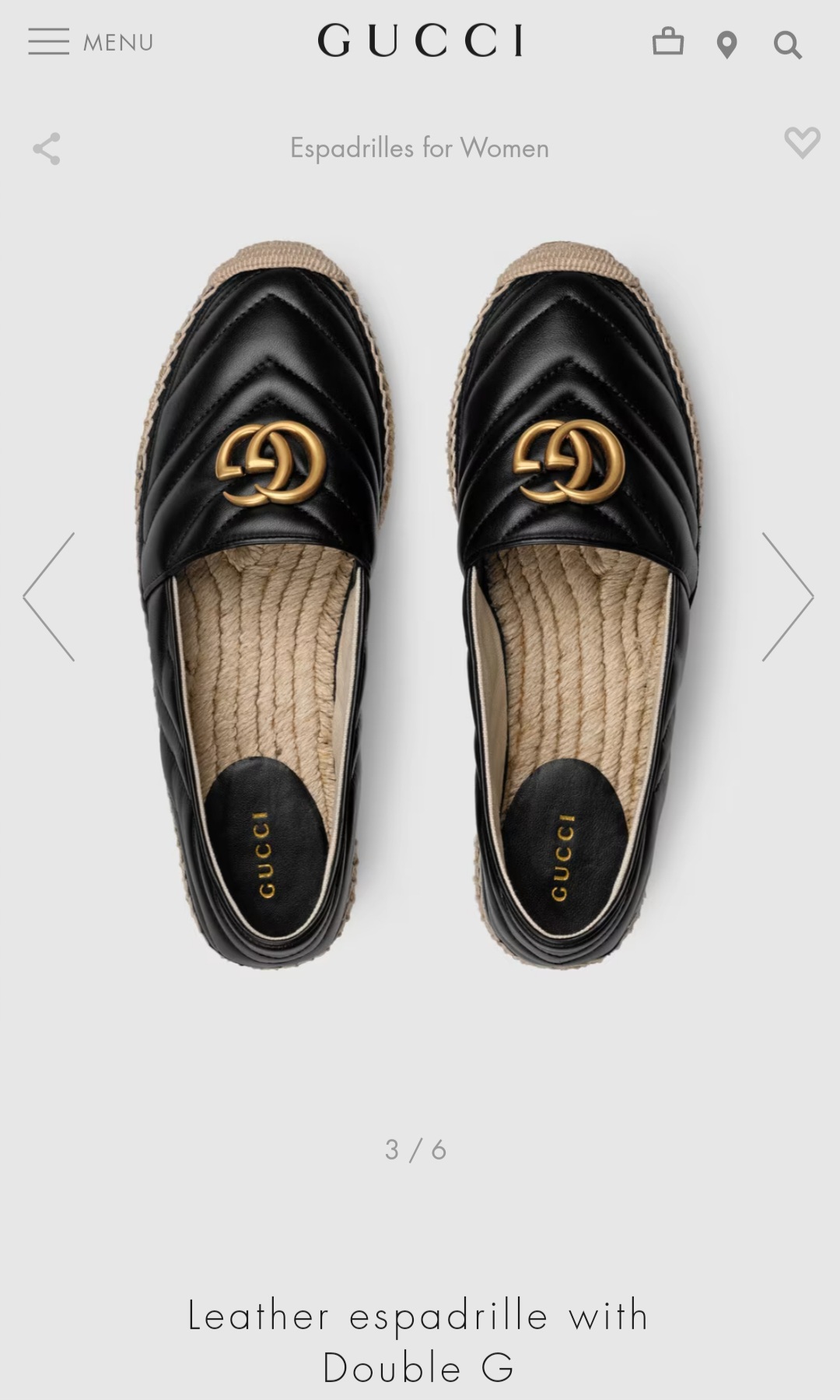 Gucci Leather espadrille with Double G shoe