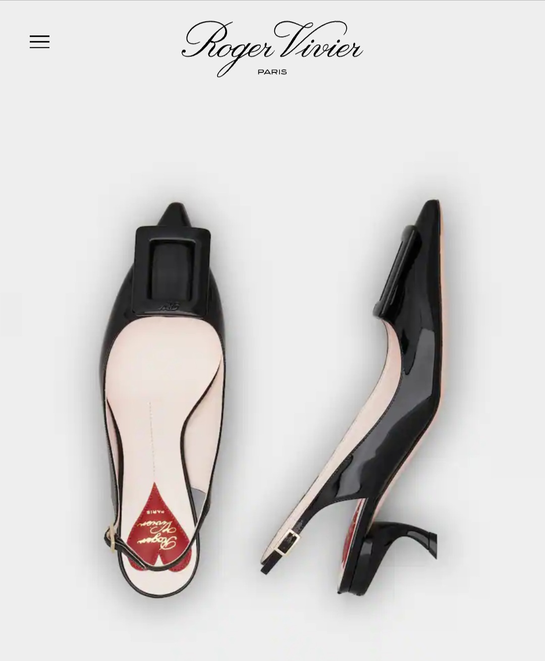 Roger Vivier Virgule Lacquered Buckle Slingback Pumps in Patent Leather heels shoe