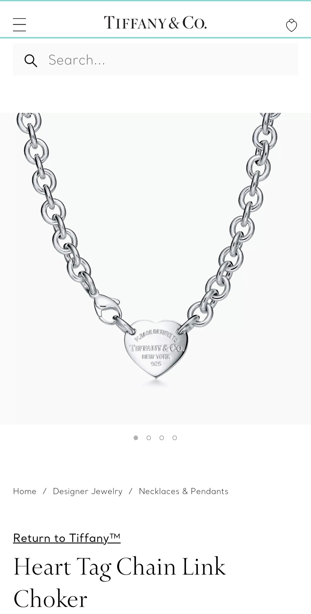 Return to Tiffany & co Heart Tag Chain Link Choker necklace