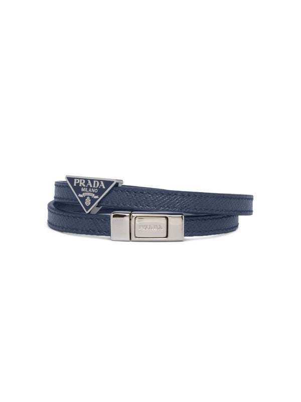 Prada braided logo plaque bracelet