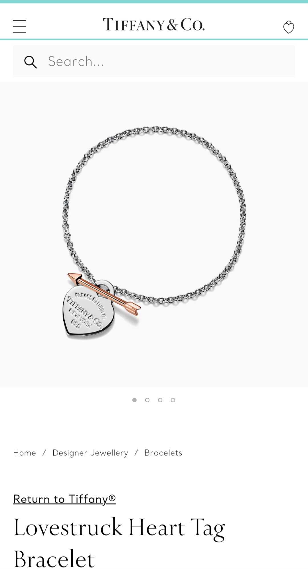 Return to Tiffany & co Lovestruck heart tag bracelet
