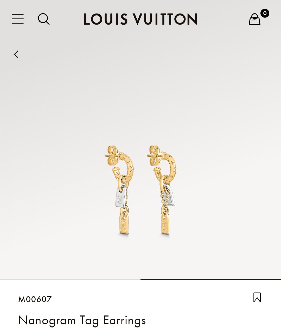 LV nanogram tag earrings