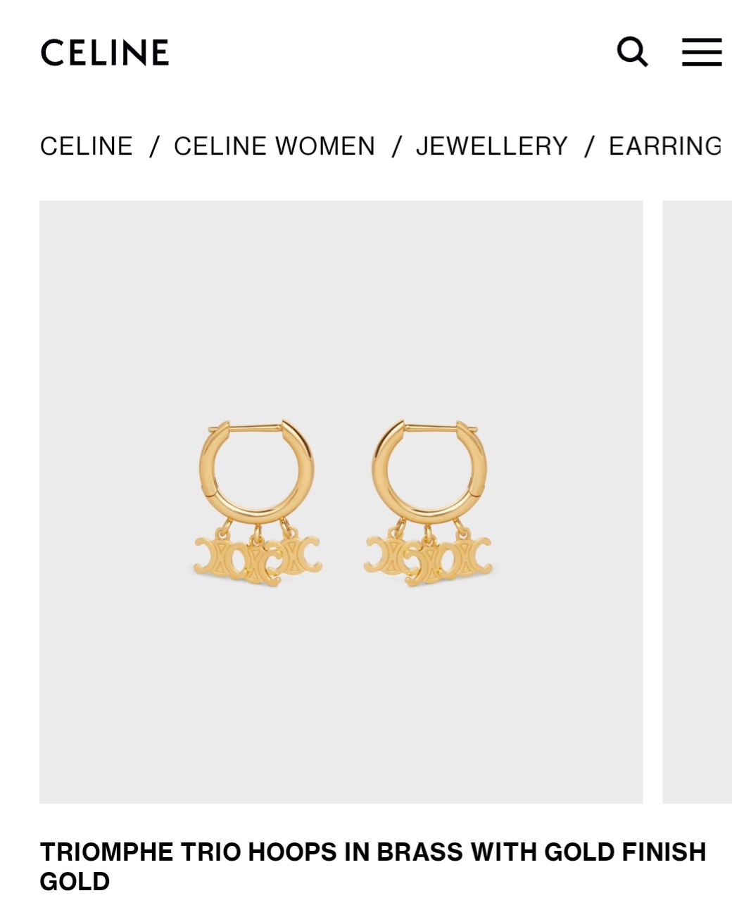 Celine Triomphe Trio hoops earrings