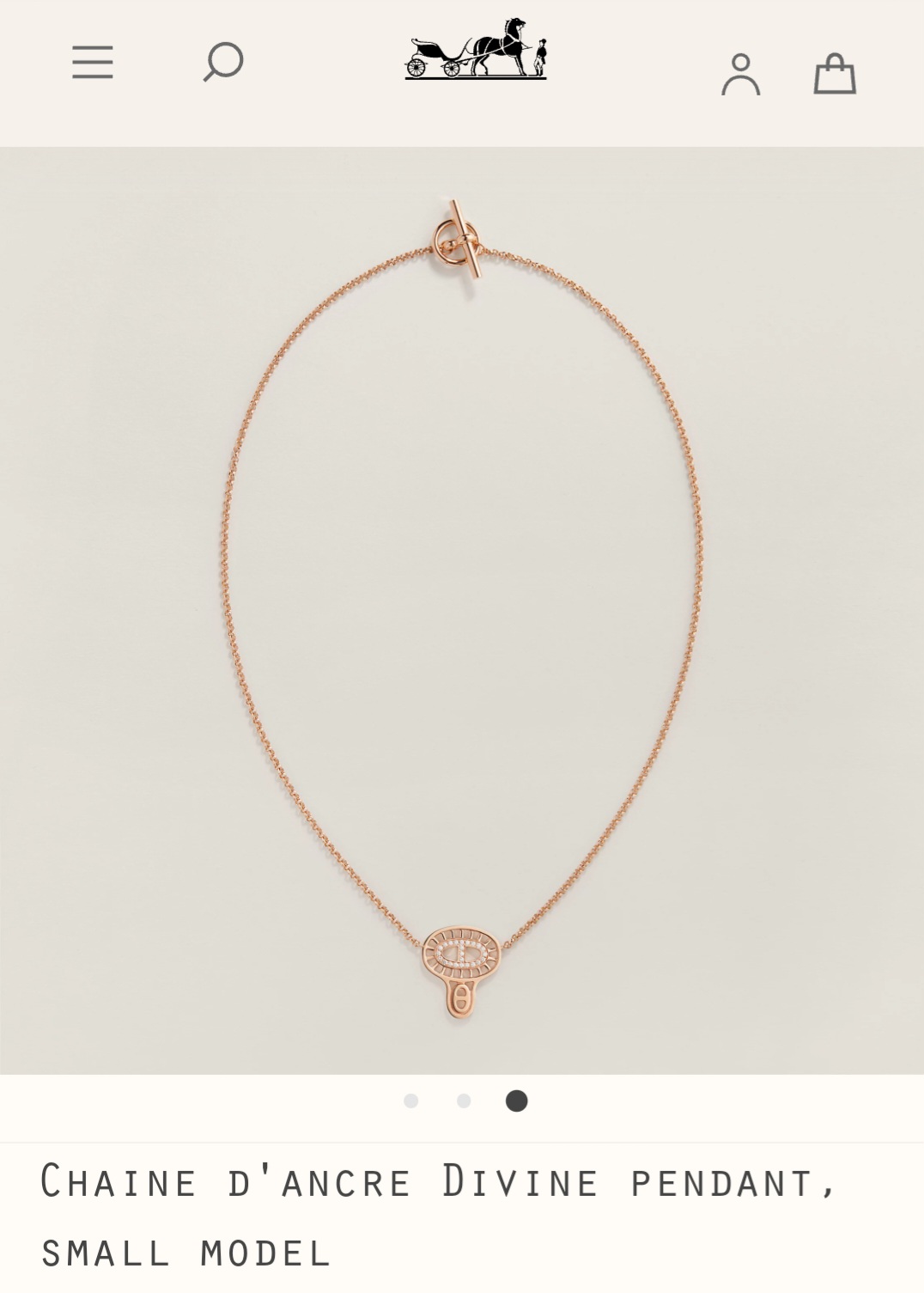 Hermes Chaine d’ancre Divine pendant, small model necklace