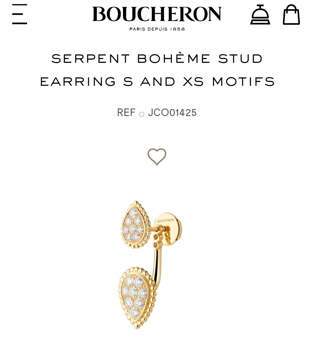 Boucheron serpent bohème stud earring s and xs motifs earrings