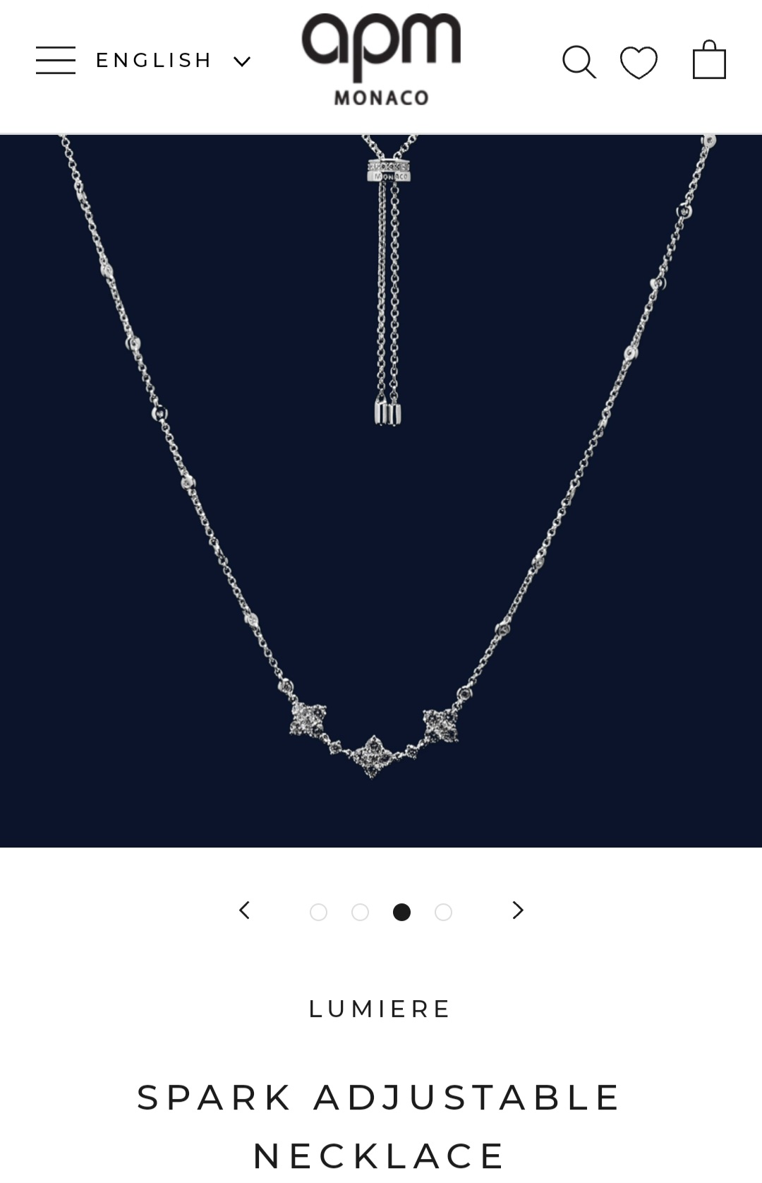 APM LUMIERE SPARK ADJUSTABLE NECKLACE