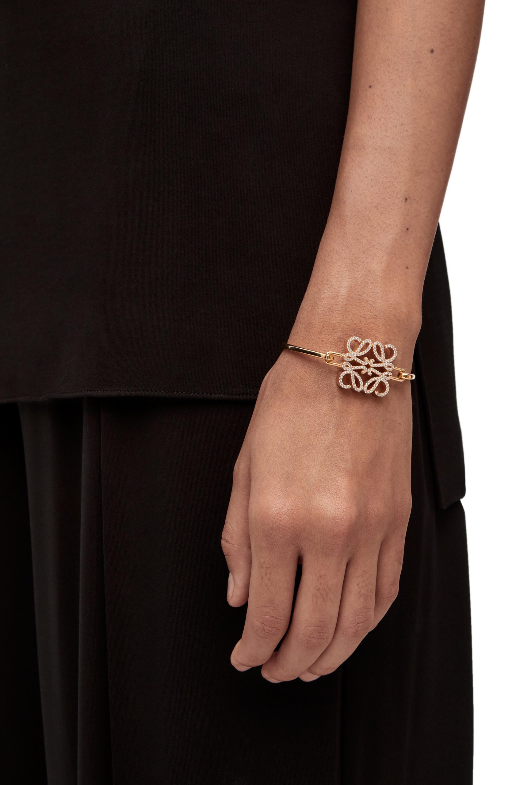 Loewe Pave Anagram open bracelet