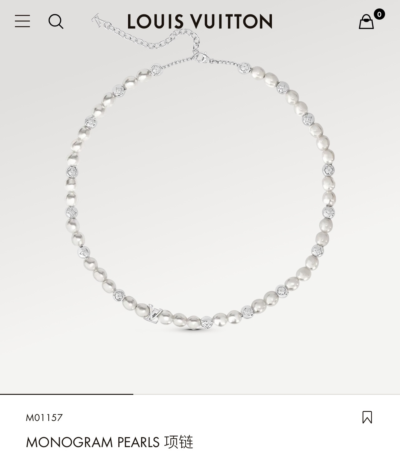 LV monogram pearls necklace