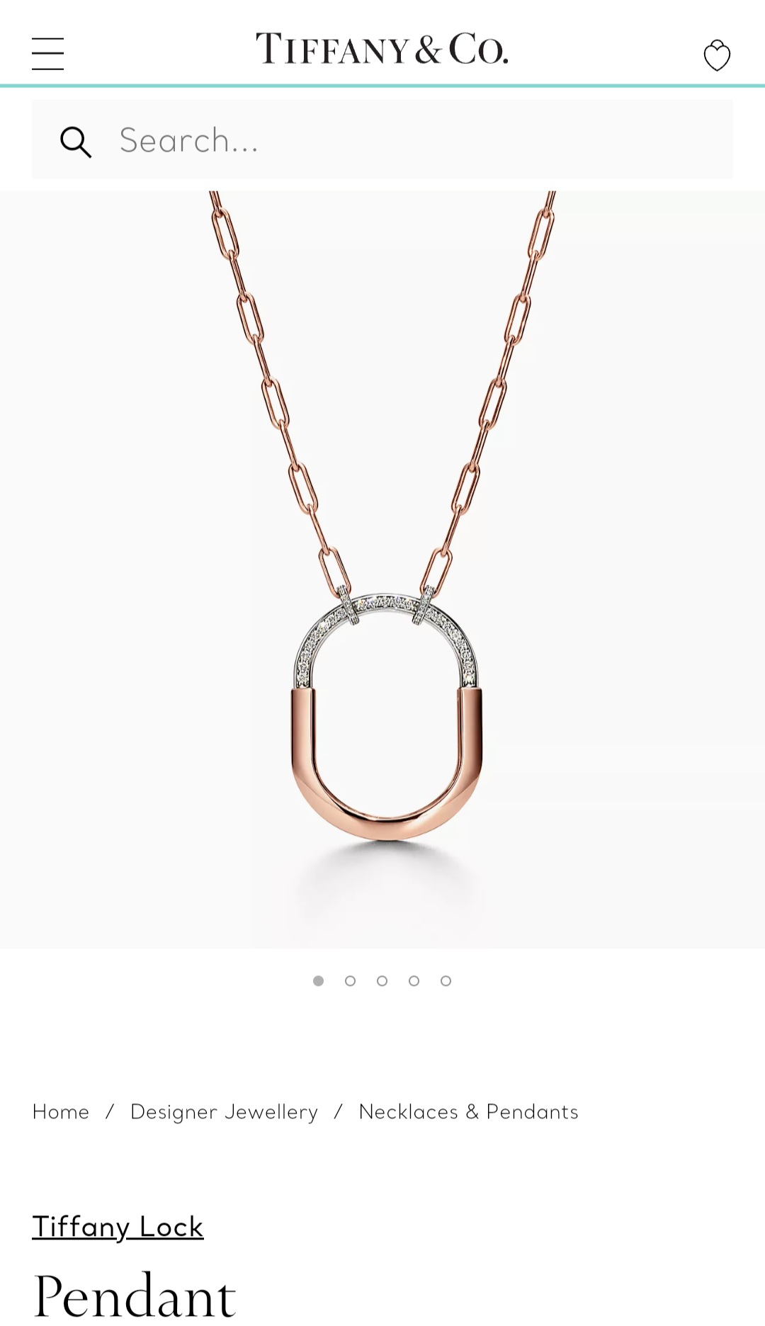 Tiffany & co  Lock Pendant necklace