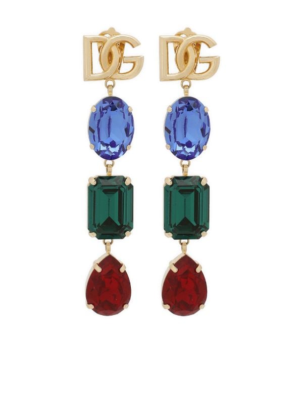 Dolce & Gabbana logo-plaque crystal embellished earrings