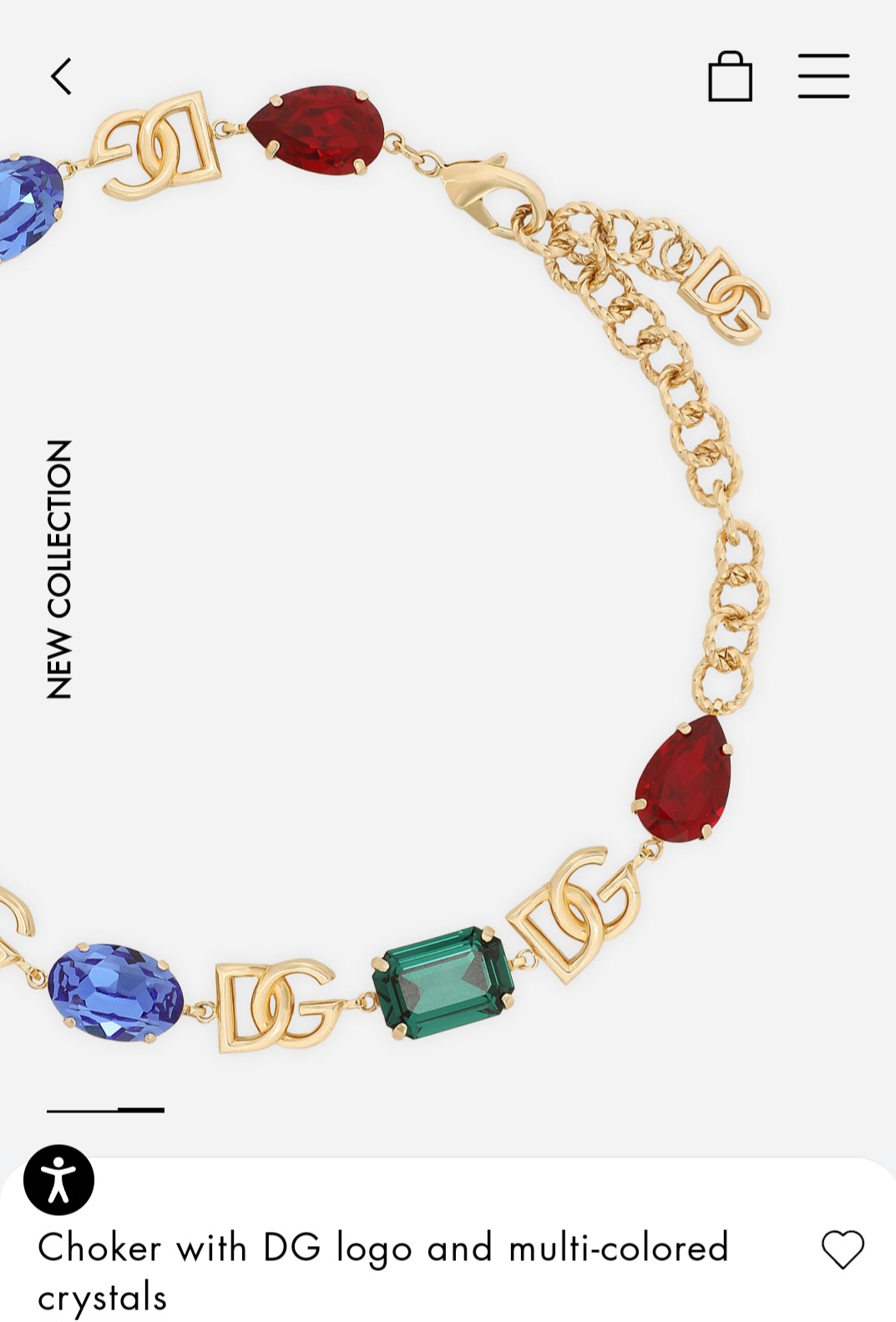 Dolce & Gabbana Choker with DG logo and multi-colored crystals necklace