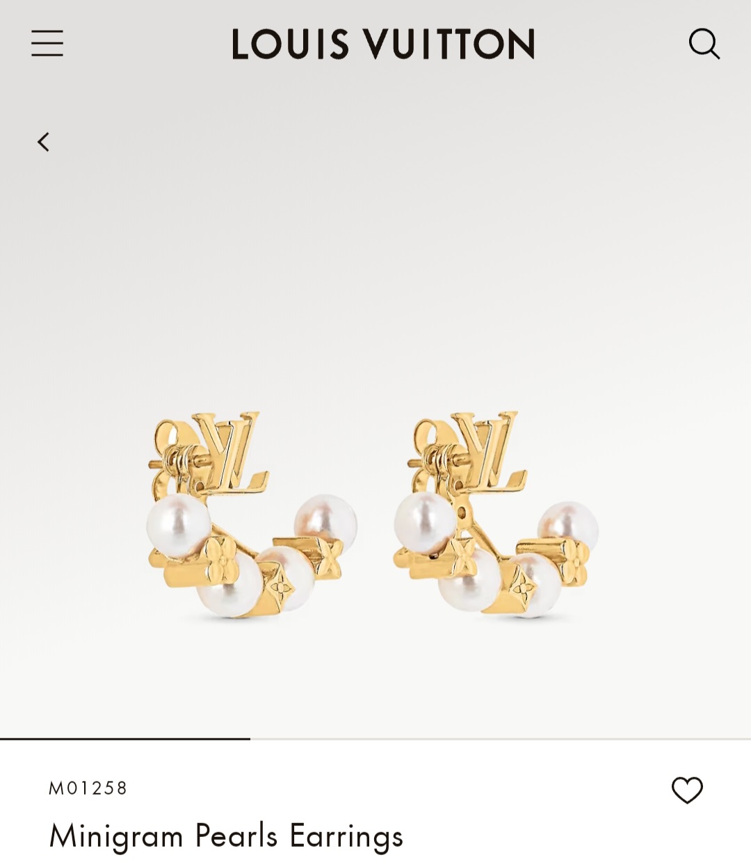 LV Minigram Pearls earrings