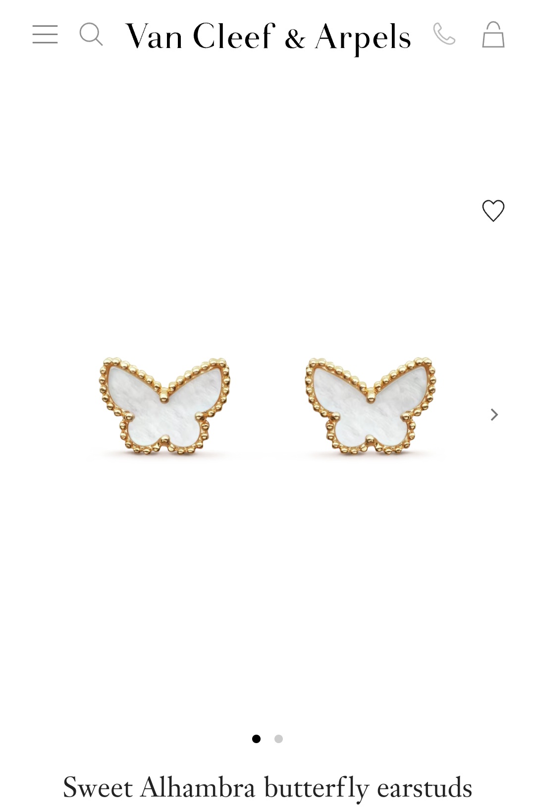 VCA Sweet Alhambra butterfly earstuds earrings