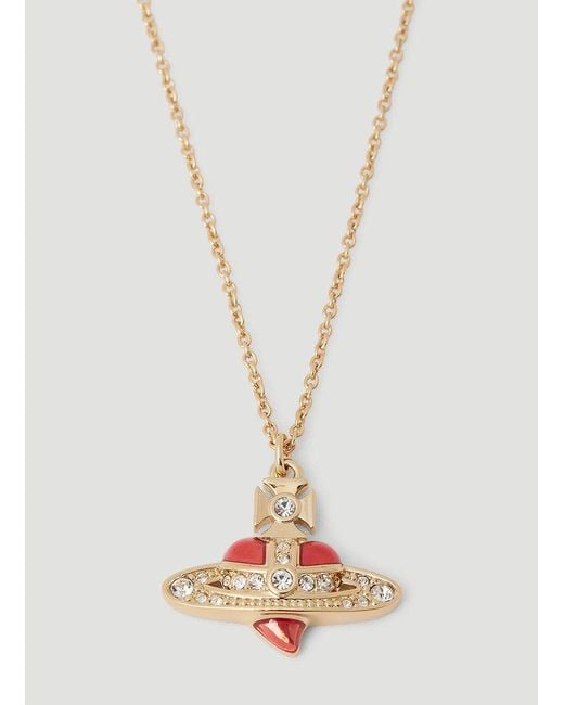 Vivienne Westwood White Logo Pendant Embellished Necklace