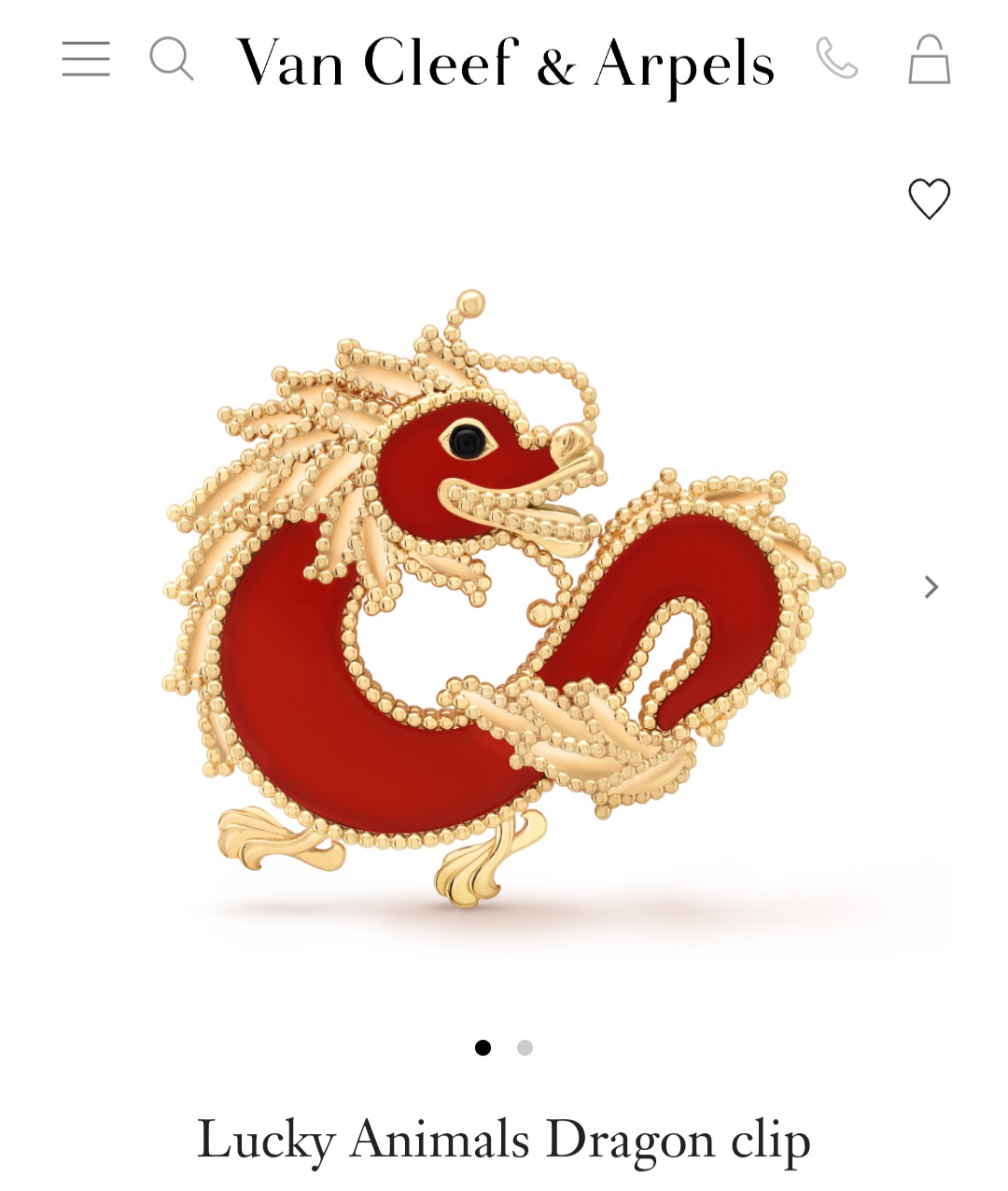 VCA Lucky Animals Dragon clip brooch