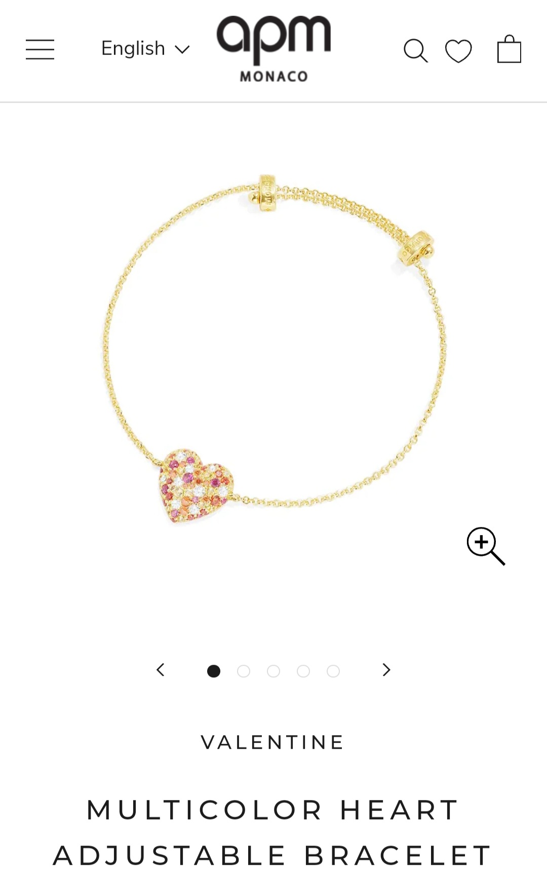 APM multicolor heart adjustable bracelet necklace