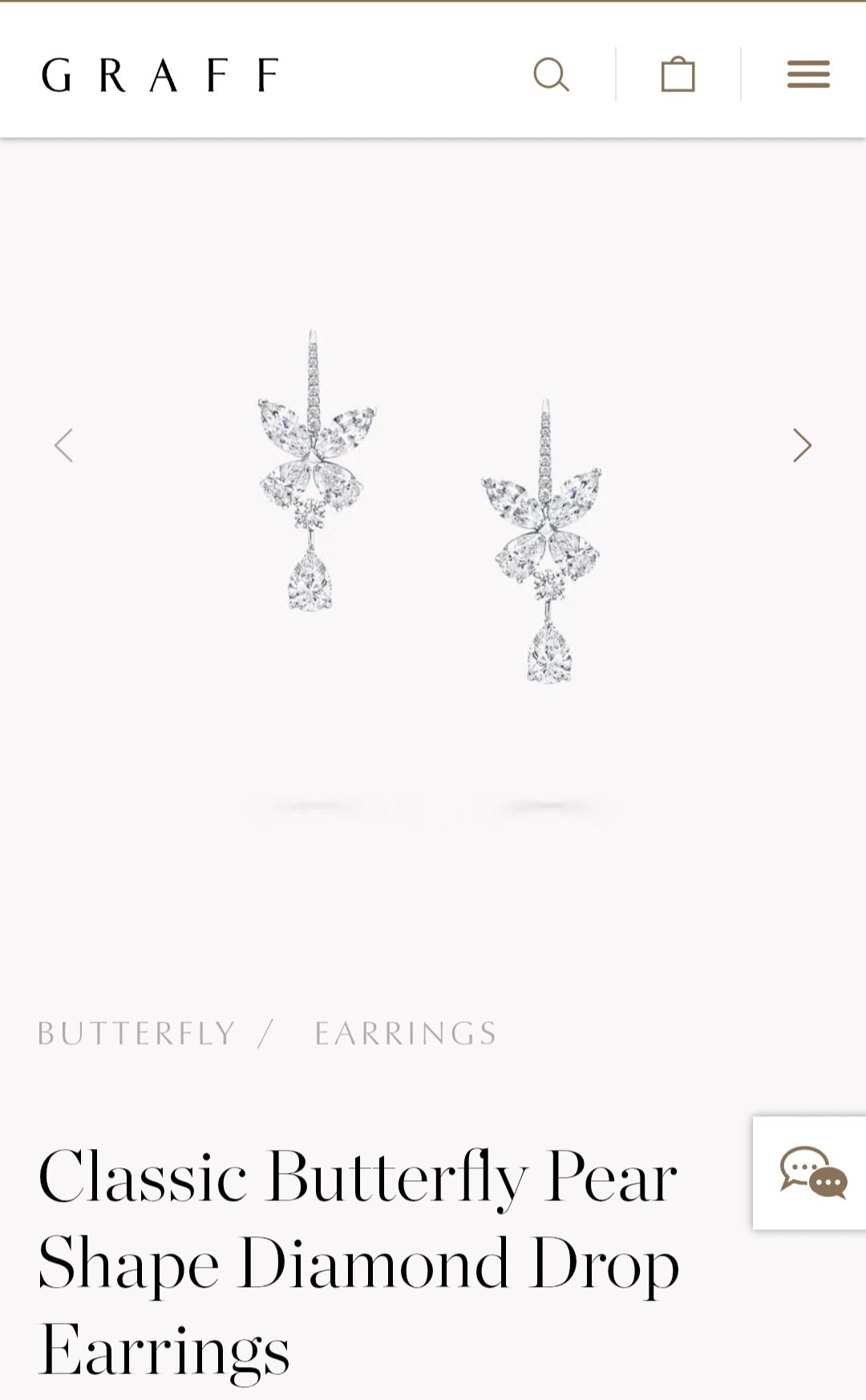 Classic Butterfly Pear Shape Diamond Drop Earrings