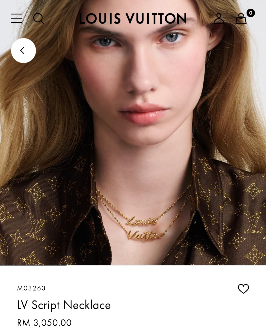 LV Script Necklace